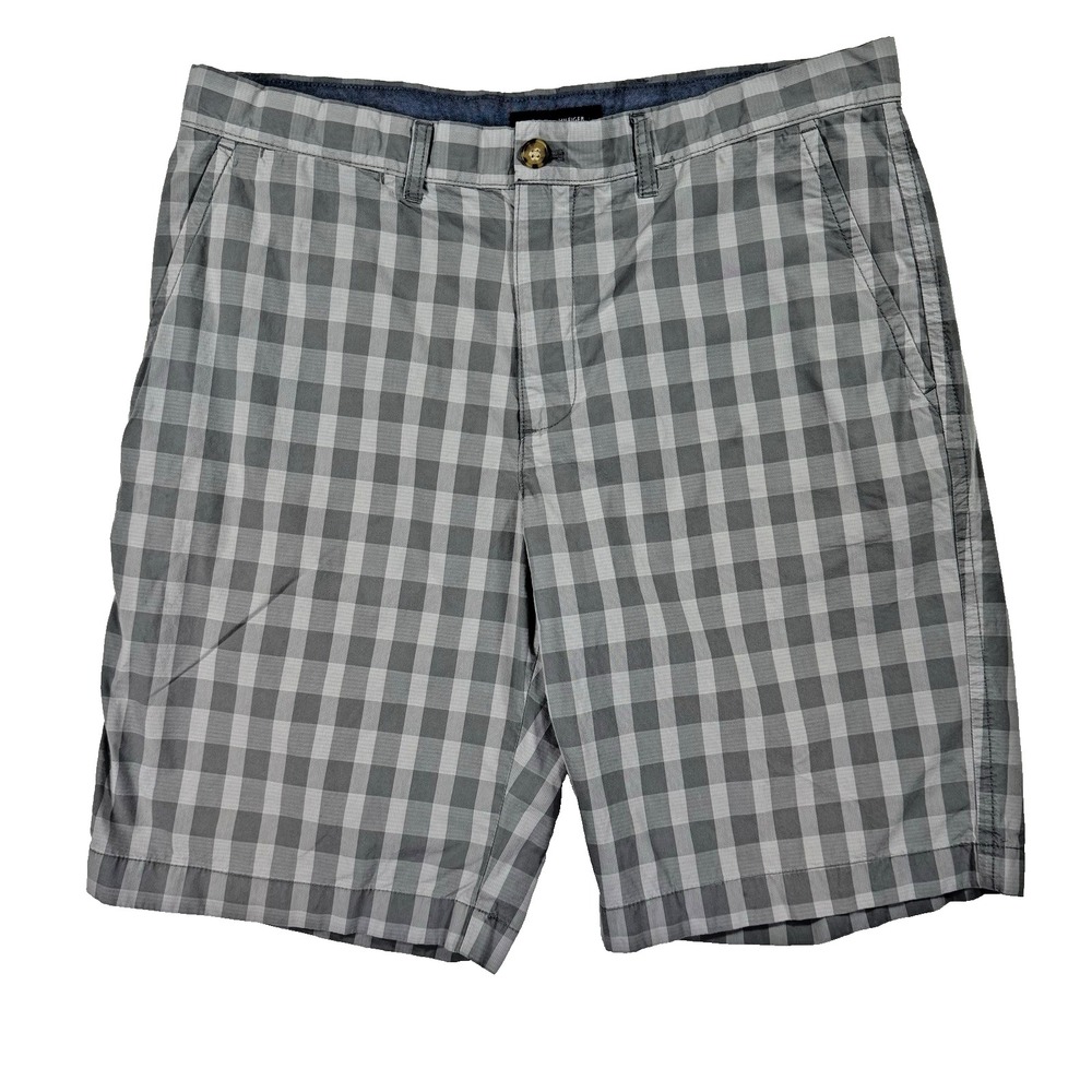 Tommy‎ Hilfiger Bermuda Golf Shorts Mens 36 Gray Check Plaid Classic Fit